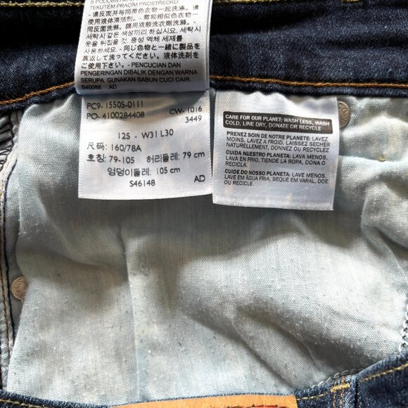 Levi’s 505 Straight Dark Wash Jeans Sz 12 Short Classic Mid Rise Denim - Picture 7 of 8